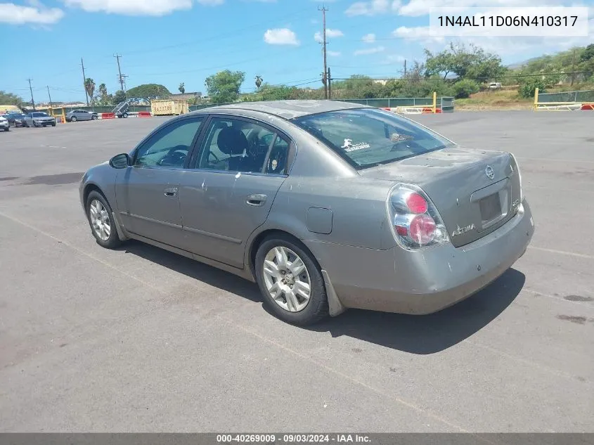 2006 Nissan Altima 2.5 S VIN: 1N4AL11D06N410317 Lot: 40269009