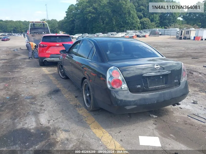 2006 Nissan Altima 2.5 S VIN: 1N4AL11D76N364081 Lot: 40269289