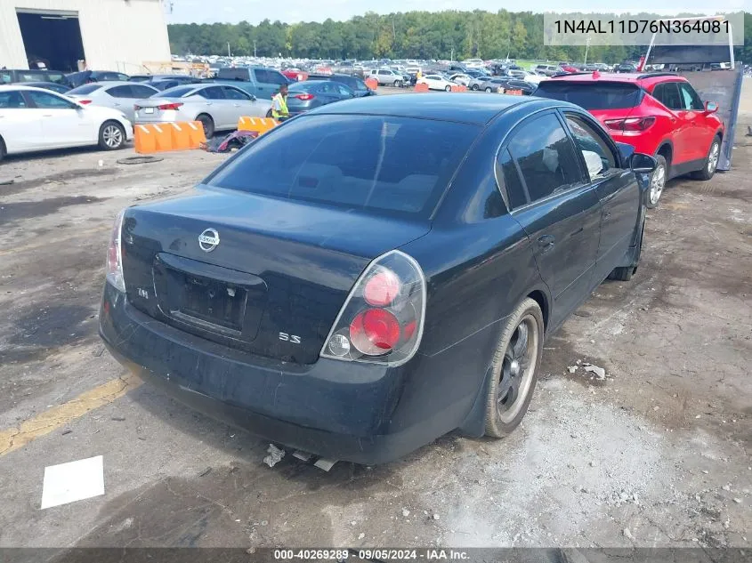 2006 Nissan Altima 2.5 S VIN: 1N4AL11D76N364081 Lot: 40269289