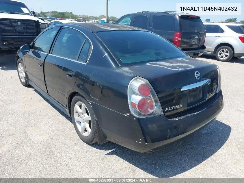 2006 Nissan Altima 2.5 S VIN: 1N4AL11D46N402432 Lot: 40297991