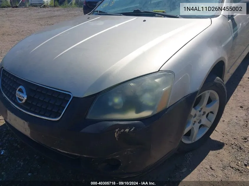 2006 Nissan Altima 2.5 S VIN: 1N4AL11D26N455002 Lot: 40305718