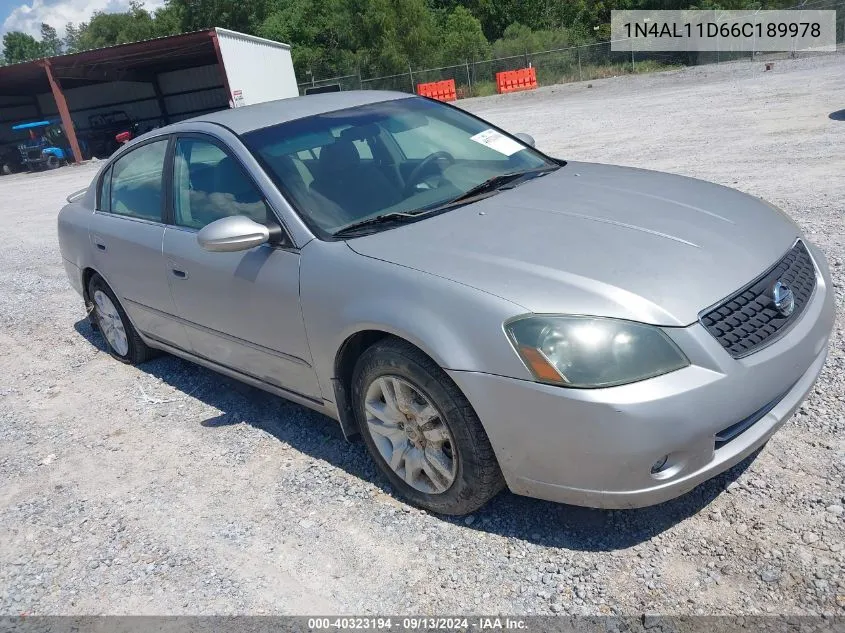 2006 Nissan Altima 2.5 S VIN: 1N4AL11D66C189978 Lot: 40323194