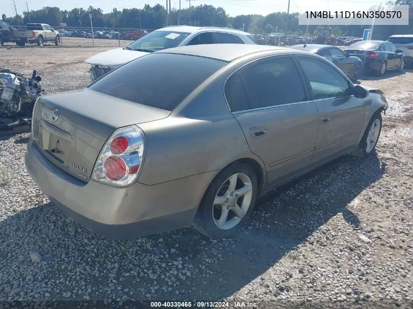 2006 Nissan Altima 3.5 Se VIN: 1N4BL11D16N350570 Lot: 40330465