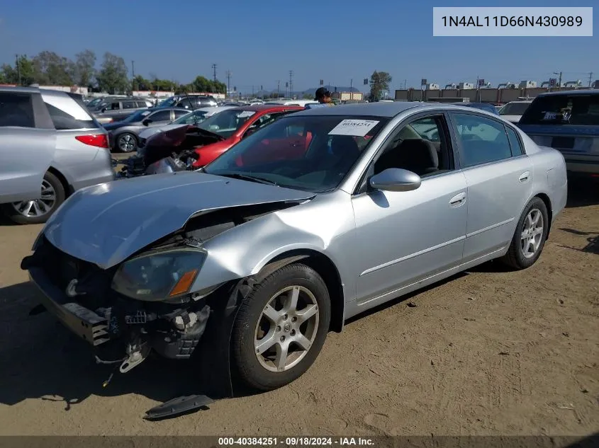 2006 Nissan Altima 2.5 S VIN: 1N4AL11D66N430989 Lot: 40384251