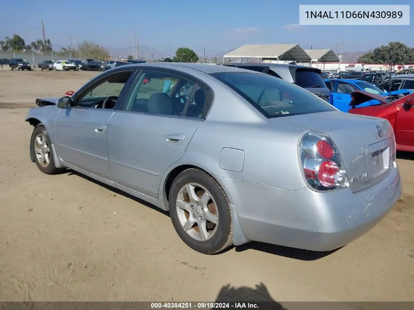 2006 Nissan Altima 2.5 S VIN: 1N4AL11D66N430989 Lot: 40384251