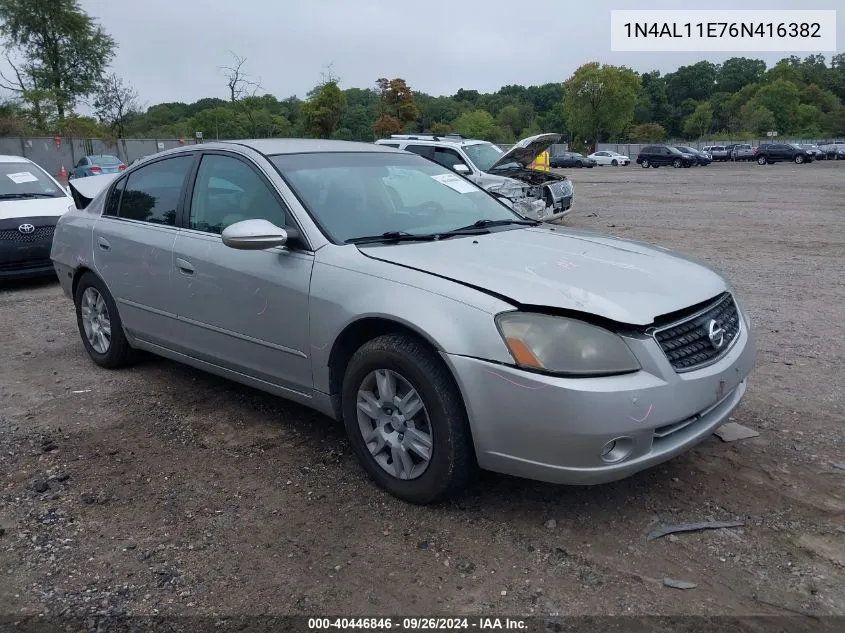 2006 Nissan Altima 2.5 S VIN: 1N4AL11E76N416382 Lot: 40446846