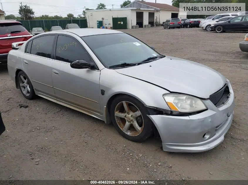 2006 Nissan Altima 3.5 Se VIN: 1N4BL11D56N351124 Lot: 40452026