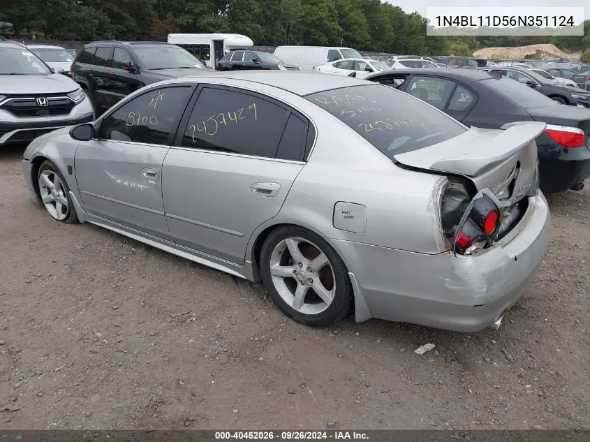 2006 Nissan Altima 3.5 Se VIN: 1N4BL11D56N351124 Lot: 40452026