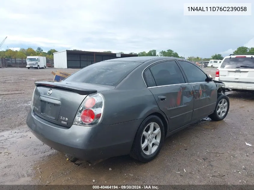 2006 Nissan Altima 2.5 S VIN: 1N4AL11D76C239058 Lot: 40464194