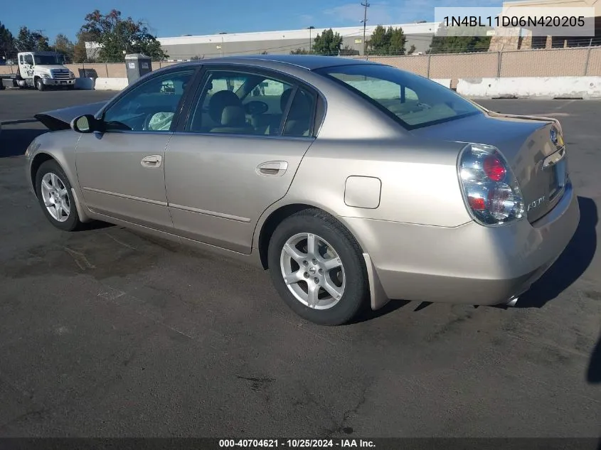 2006 Nissan Altima 3.5 Sl VIN: 1N4BL11D06N420205 Lot: 40704621