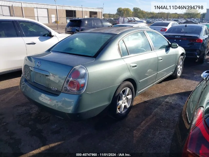 2006 Nissan Altima 2.5 S VIN: 1N4AL11D46N394798 Lot: 40747960