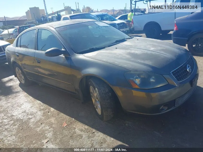 2006 Nissan Altima 2.5 S VIN: 1N4AL11D16N449384 Lot: 40811177