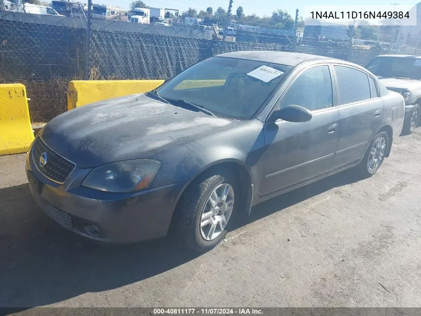 2006 Nissan Altima 2.5 S VIN: 1N4AL11D16N449384 Lot: 40811177