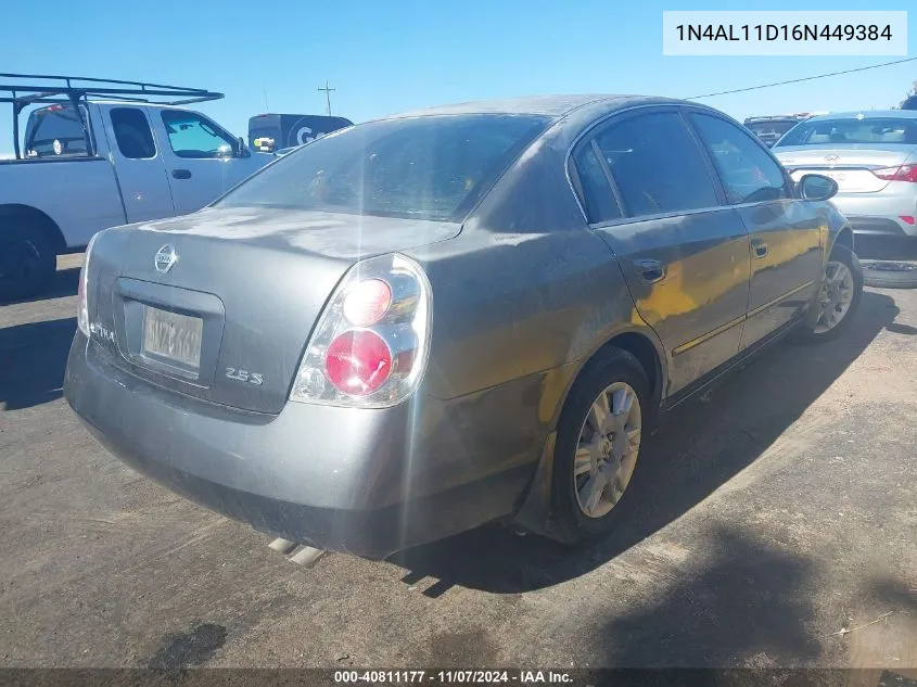 2006 Nissan Altima 2.5 S VIN: 1N4AL11D16N449384 Lot: 40811177