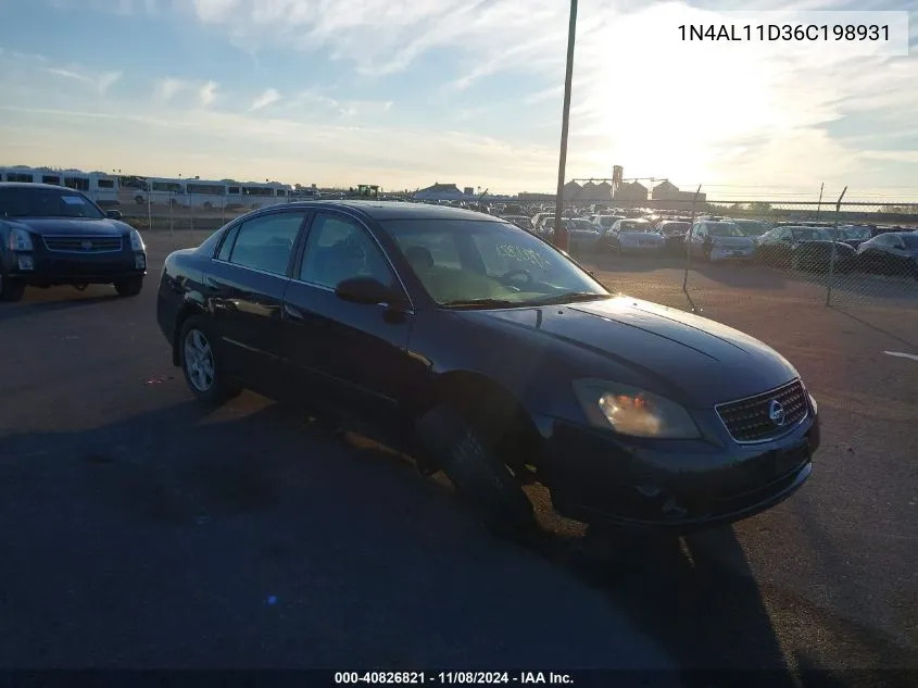 2006 Nissan Altima 2.5 S VIN: 1N4AL11D36C198931 Lot: 40826821