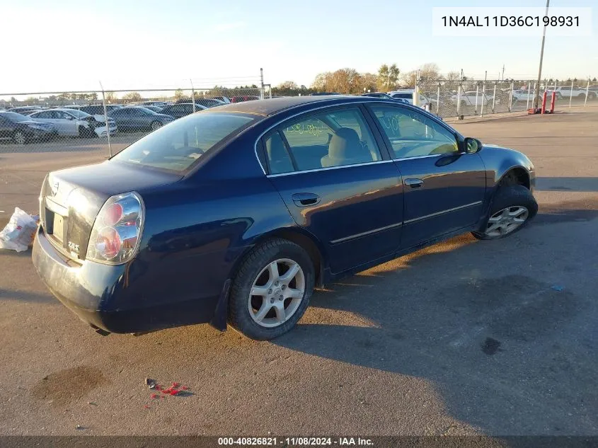 2006 Nissan Altima 2.5 S VIN: 1N4AL11D36C198931 Lot: 40826821