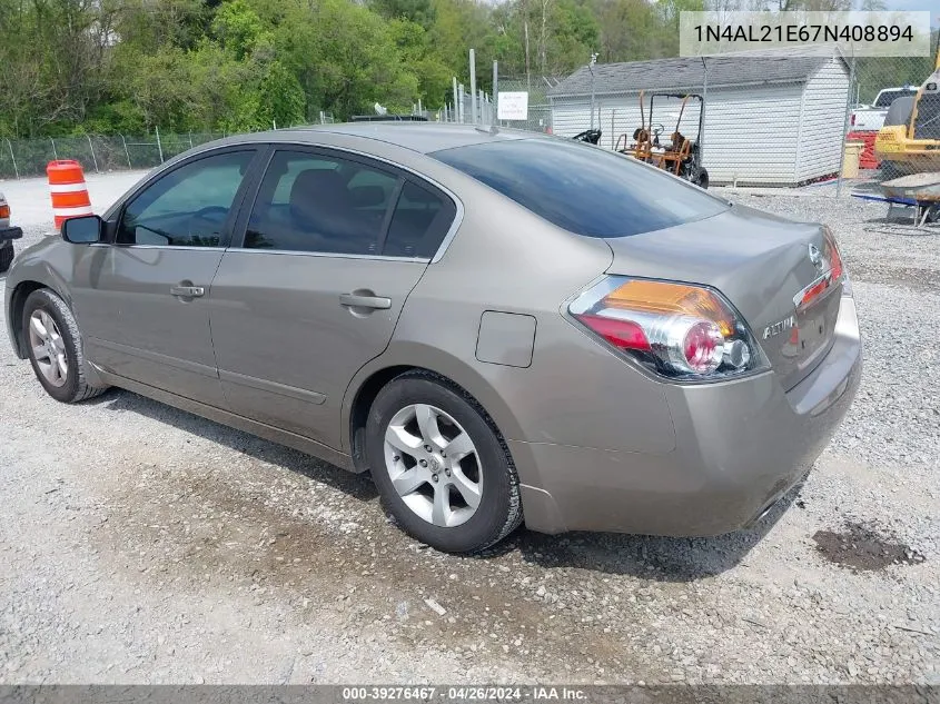 2007 Nissan Altima 2.5 S VIN: 1N4AL21E67N408894 Lot: 39276467