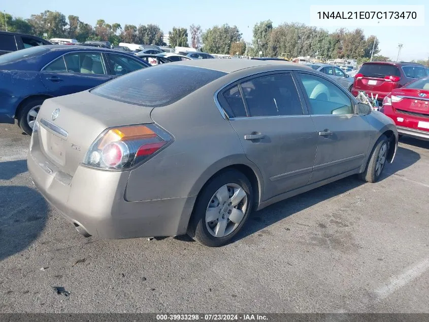 2007 Nissan Altima 2.5 S VIN: 1N4AL21E07C173470 Lot: 39933298