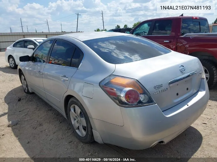 1N4AL21E07N481193 2007 Nissan Altima 2.5 S