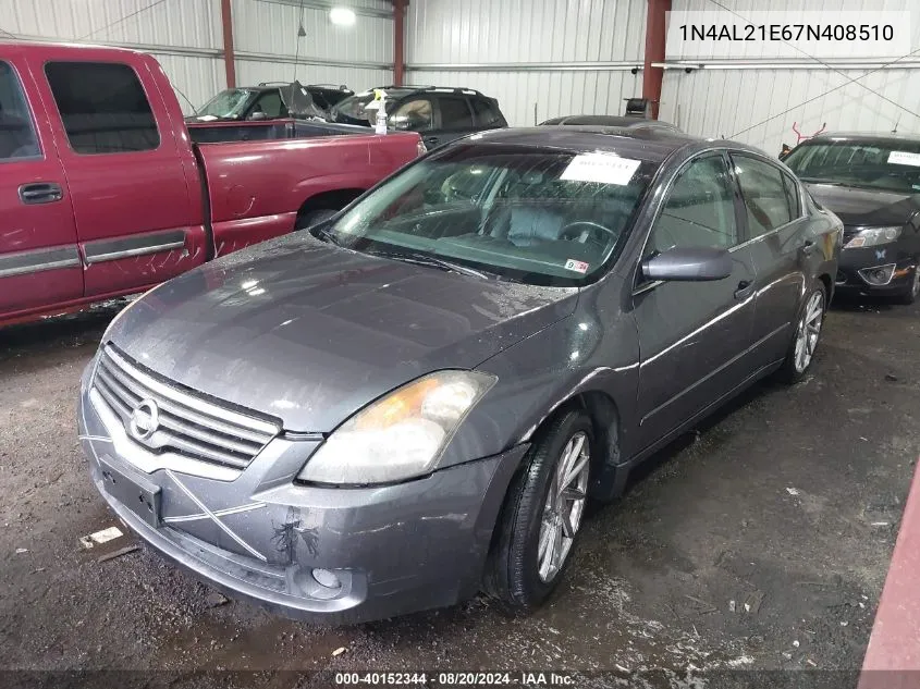 2007 Nissan Altima 2.5 S VIN: 1N4AL21E67N408510 Lot: 40152344