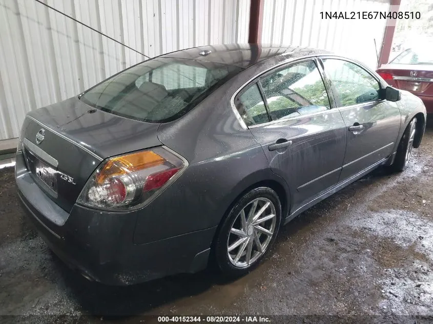 2007 Nissan Altima 2.5 S VIN: 1N4AL21E67N408510 Lot: 40152344