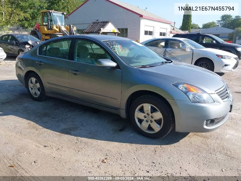 2007 Nissan Altima 2.5 S VIN: 1N4AL21E67N455794 Lot: 40262289