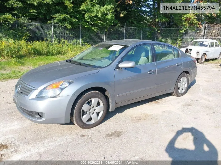 2007 Nissan Altima 2.5 S VIN: 1N4AL21E67N455794 Lot: 40262289