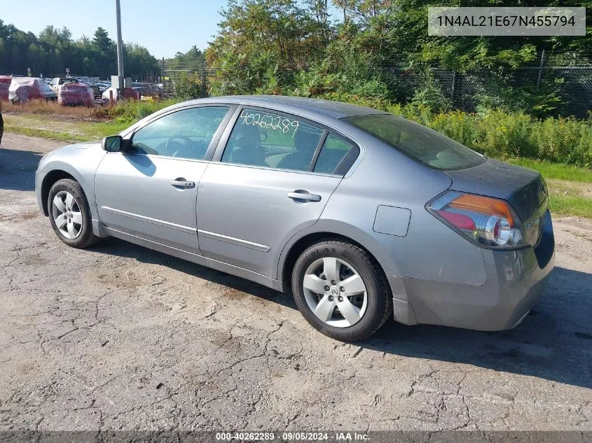 2007 Nissan Altima 2.5 S VIN: 1N4AL21E67N455794 Lot: 40262289