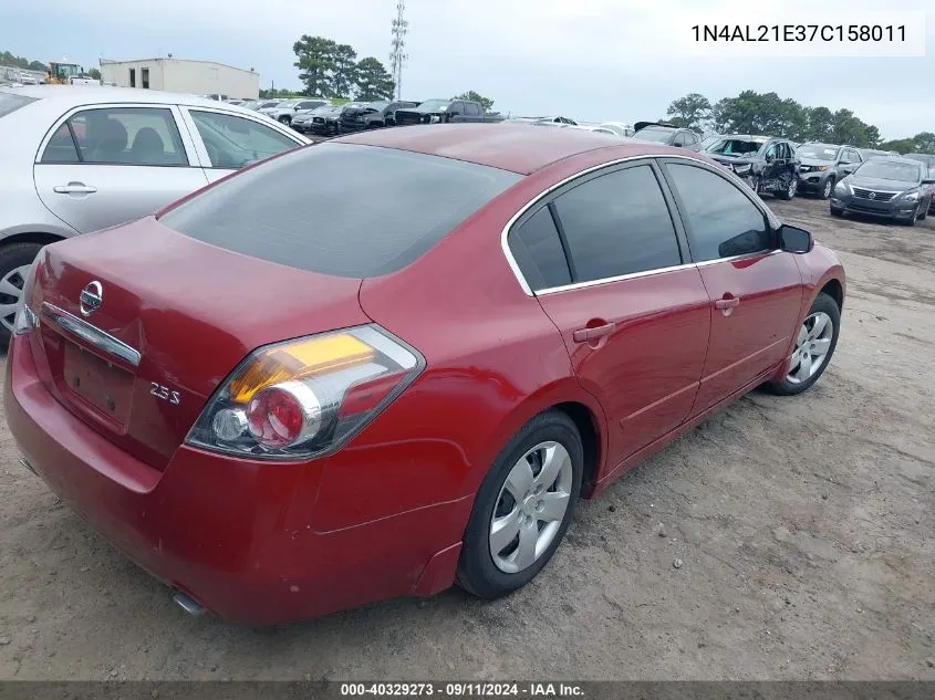 2007 Nissan Altima 2.5 S VIN: 1N4AL21E37C158011 Lot: 40329273