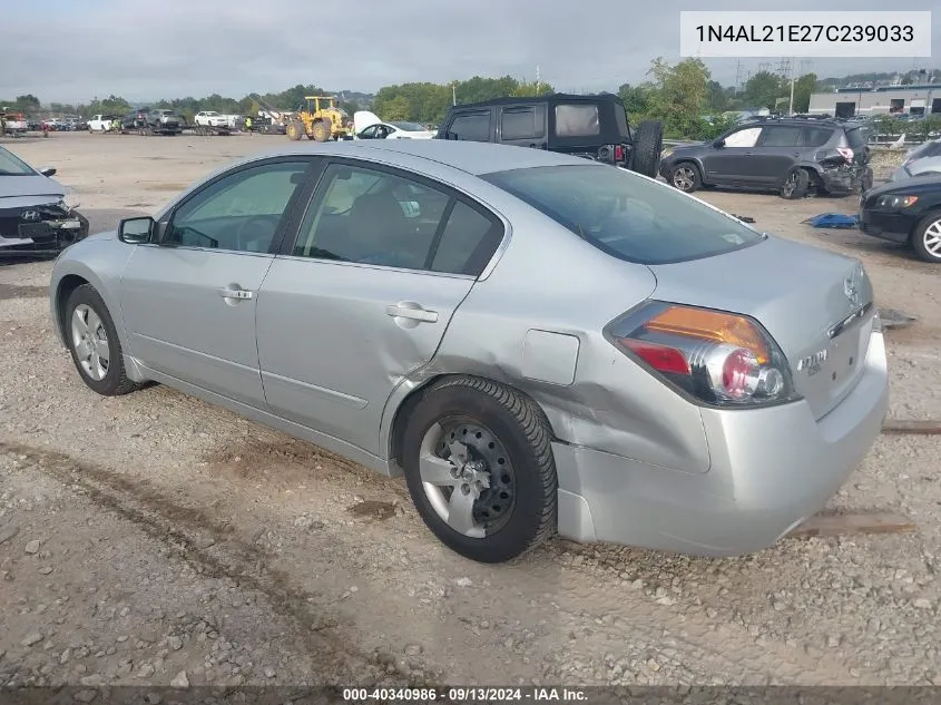 2007 Nissan Altima 2.5/2.5S VIN: 1N4AL21E27C239033 Lot: 40340986