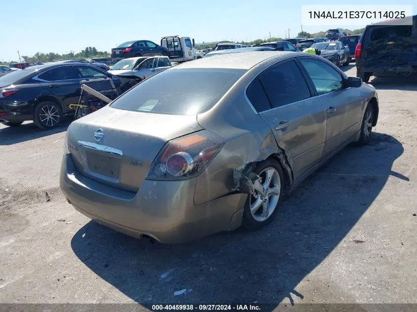 2007 Nissan Altima 2.5 S VIN: 1N4AL21E37C114025 Lot: 40459938