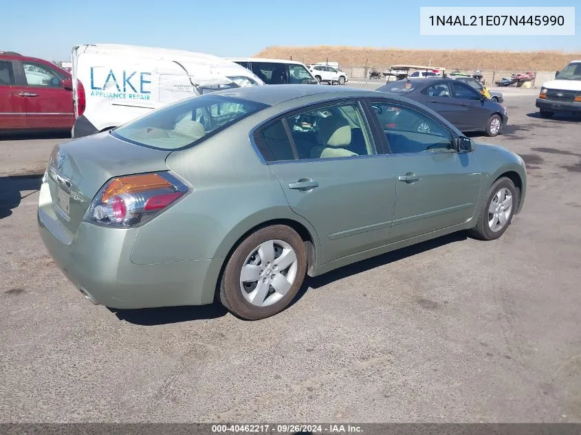 2007 Nissan Altima 2.5 S VIN: 1N4AL21E07N445990 Lot: 40462217