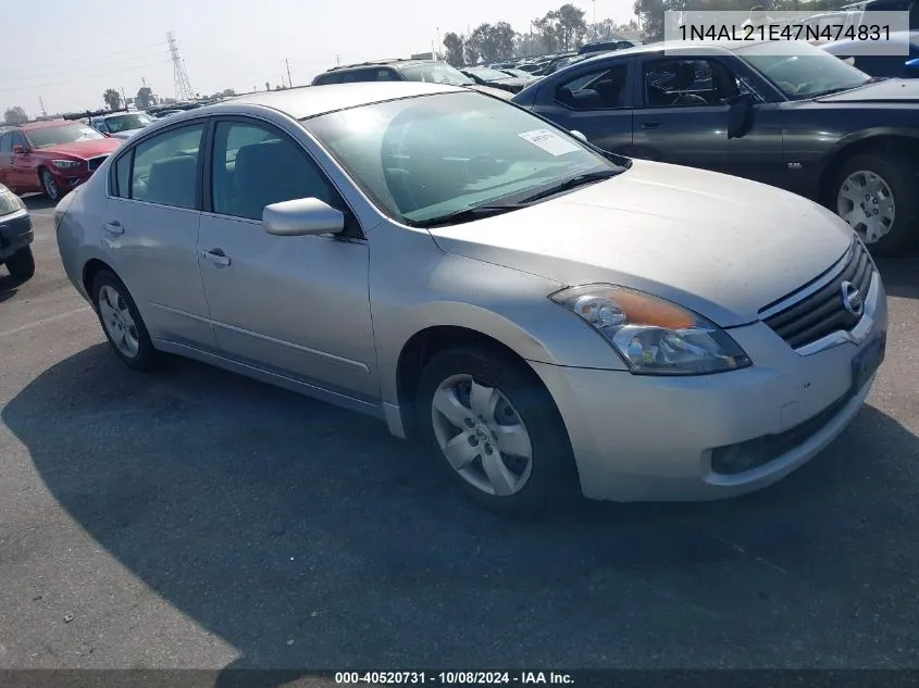 2007 Nissan Altima 2.5 S VIN: 1N4AL21E47N474831 Lot: 40520731