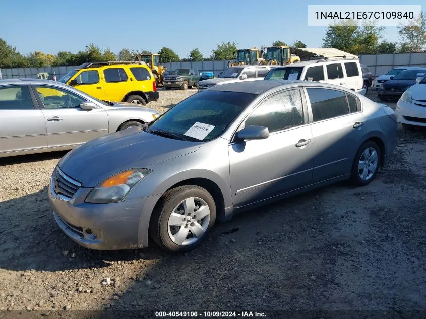 2007 Nissan Altima 2.5 S VIN: 1N4AL21E67C109840 Lot: 40549106