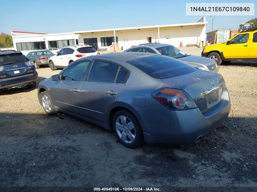 2007 Nissan Altima 2.5 S VIN: 1N4AL21E67C109840 Lot: 40549106