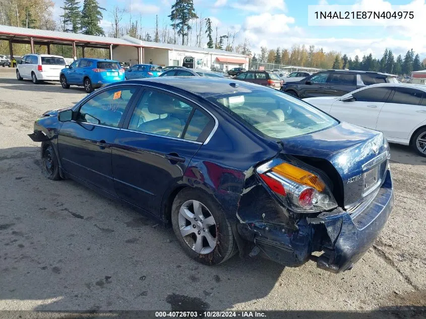 2007 Nissan Altima 2.5 S VIN: 1N4AL21E87N404975 Lot: 40726703