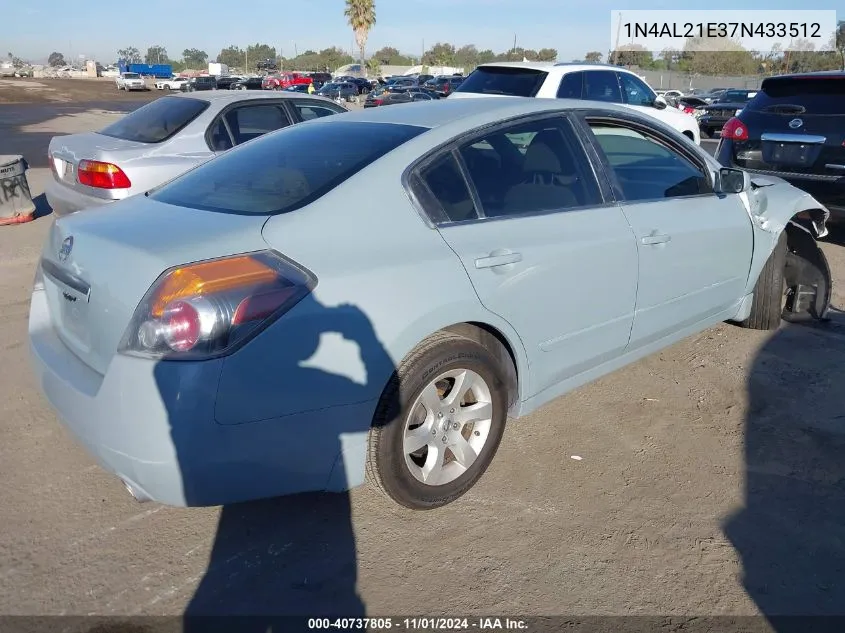 2007 Nissan Altima 2.5 S VIN: 1N4AL21E37N433512 Lot: 40737805