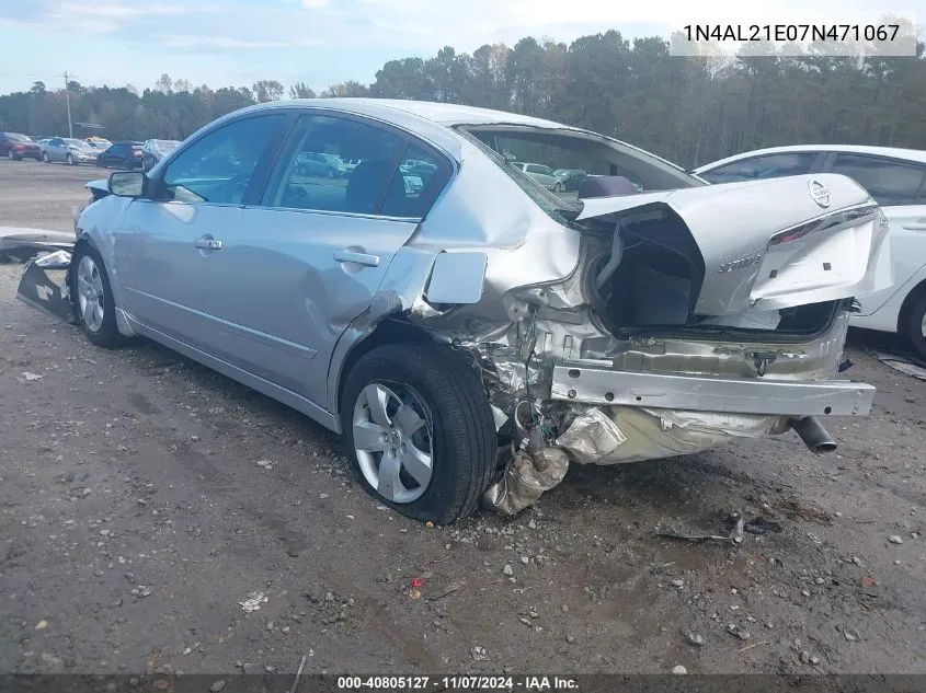 2007 Nissan Altima 2.5 S VIN: 1N4AL21E07N471067 Lot: 40805127