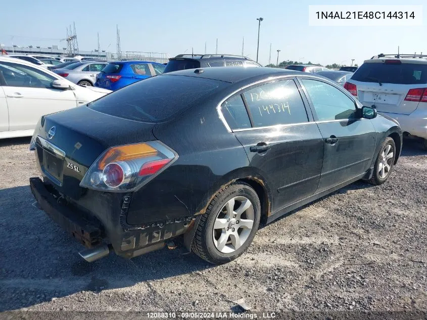 2008 Nissan Altima 2.5 S VIN: 1N4AL21E48C144314 Lot: 12088310