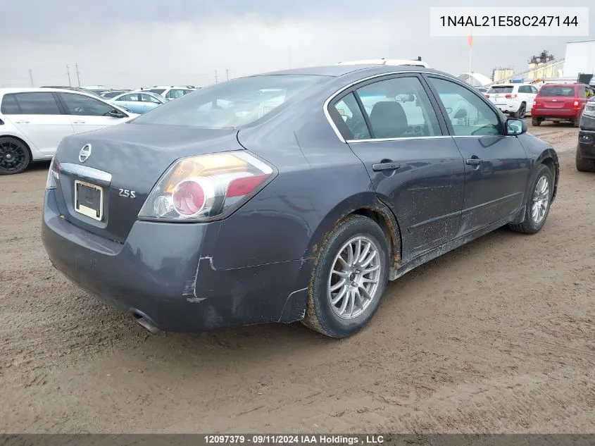 2008 Nissan Altima 2.5 S VIN: 1N4AL21E58C247144 Lot: 12097379