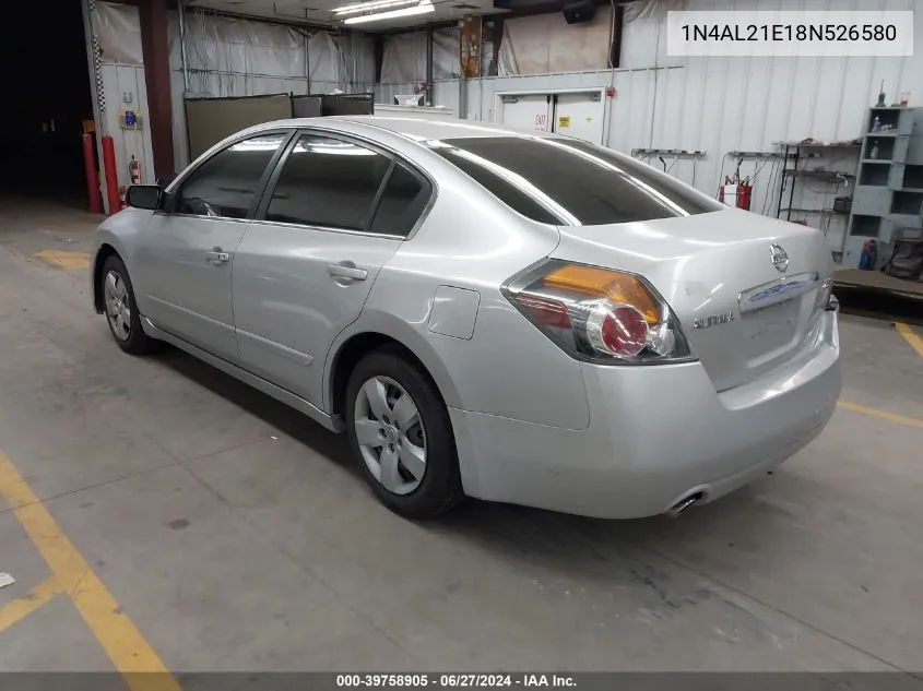 2008 Nissan Altima 2.5 S VIN: 1N4AL21E18N526580 Lot: 39758905