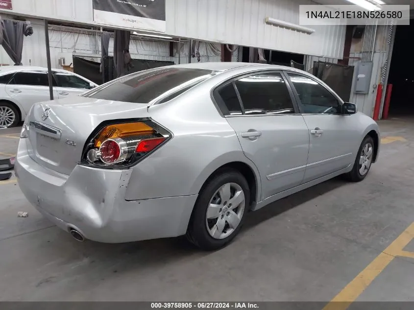 2008 Nissan Altima 2.5 S VIN: 1N4AL21E18N526580 Lot: 39758905