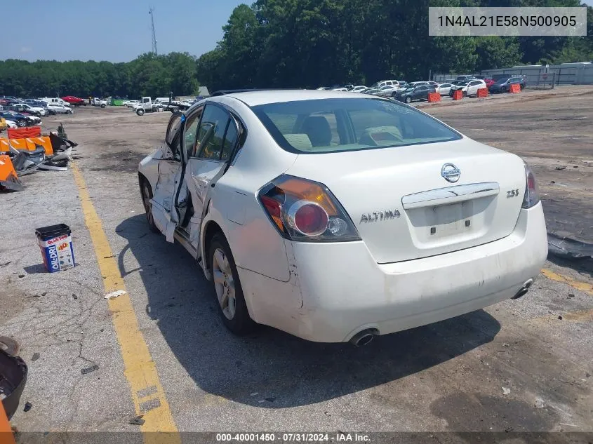 2008 Nissan Altima 2.5 S VIN: 1N4AL21E58N500905 Lot: 40001450