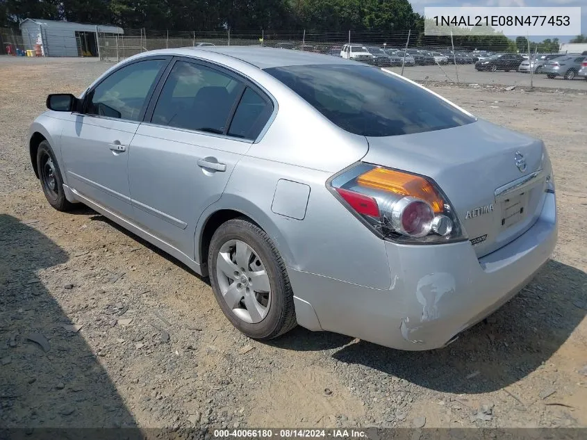 2008 Nissan Altima 2.5 S VIN: 1N4AL21E08N477453 Lot: 40066180