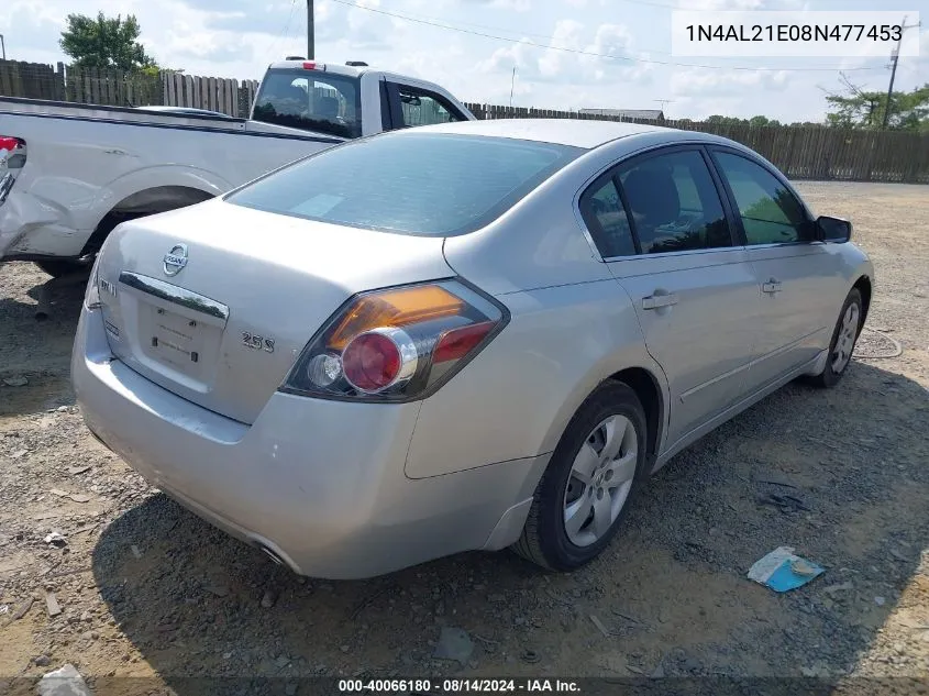 2008 Nissan Altima 2.5 S VIN: 1N4AL21E08N477453 Lot: 40066180