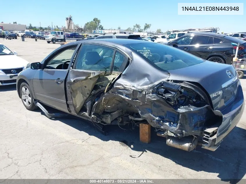 2008 Nissan Altima 2.5 S VIN: 1N4AL21E08N443948 Lot: 40148073