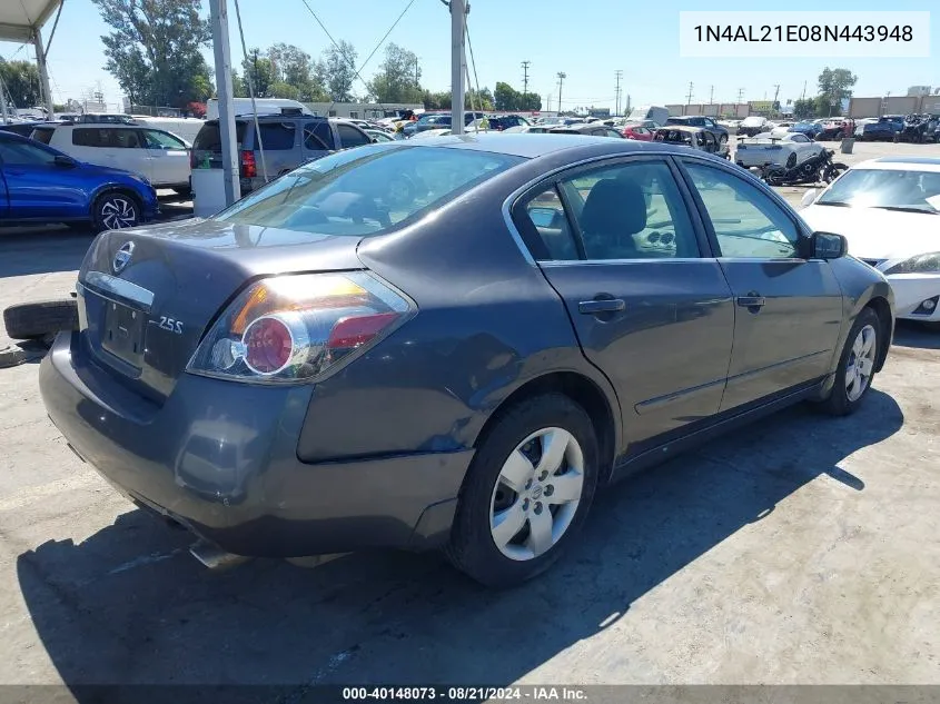 2008 Nissan Altima 2.5 S VIN: 1N4AL21E08N443948 Lot: 40148073