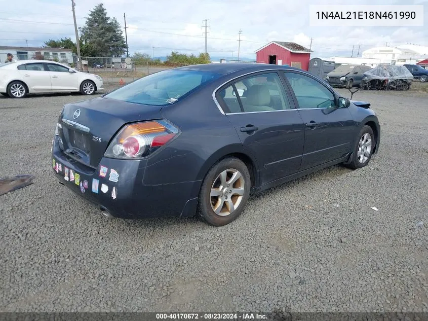 2008 Nissan Altima 2.5 S VIN: 1N4AL21E18N461990 Lot: 40170672