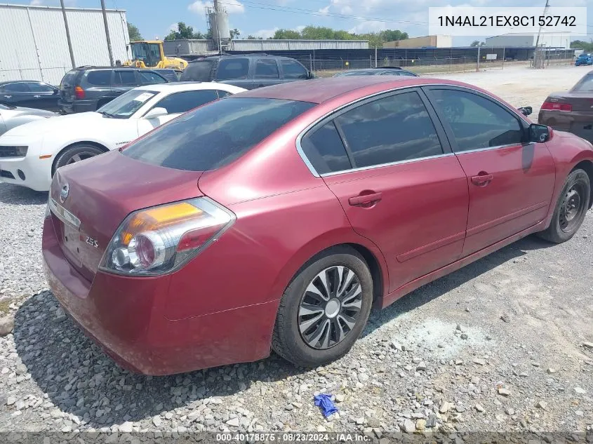 2008 Nissan Altima 2.5 S VIN: 1N4AL21EX8C152742 Lot: 40178875