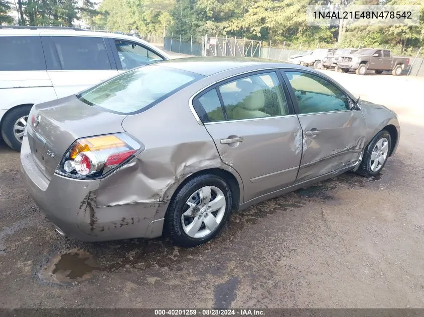 1N4AL21E48N478542 2008 Nissan Altima 2.5 S